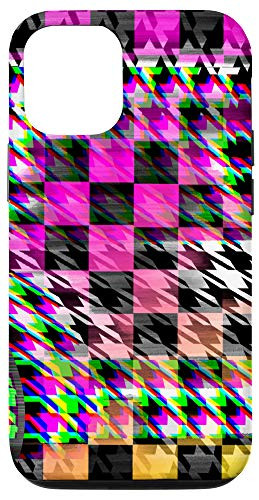 iPhone 12/12 Pro Houndstooth Glitch Hounds Tooth Checkered Board Vaporwave Case