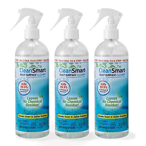 CleanSmart Daily Surface Spray Disinfectant Kills 99.9 percent of Viruses, Bacteria, Mold and Fungus, 16 oz Bottle (Pack of 3)