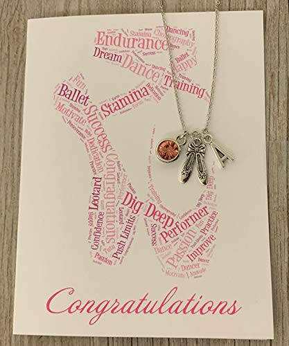 Personalized Dance Necklace  and  Card Gift Set, Dance Jewelry, Ballet Necklace, Perfect Gift For Dancers, Dance Recitals, Dance Teams  and  Dance Teachers