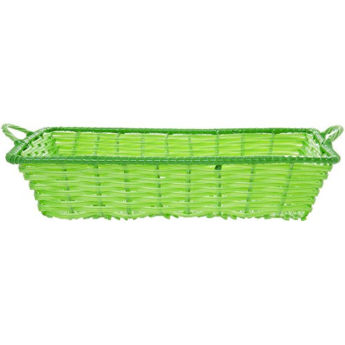 Storage Basket with Handles, Green, Rectangular - 18"L x 12"W x 3 1/2"H