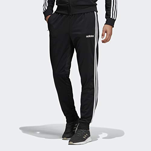 adidas Essentials Men's 3-Stripes Tapered Tricot Pants, Black/White, 4XLT