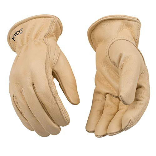Kinco - Unlined Cowhide Leather Work Gloves, Extremely Durable, Easy-On Cuff, Fitted Elastic Wrist, (Style No. 98)
