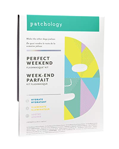 Patchology Perfect Weekend FlashMasque Sheet Mask Kit to Hydrate, Soothe, and Illuminate Skin, 3 Count