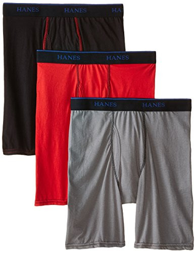 Hanes Big Boys' X-Temp Long Leg Boxer Brief, Assorted, Large