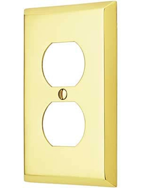 1-Gang Duplex Device Receptacle Wallplate,Standard Size,52103 Mount,Wall Plates Kit, Home Electrical Outlet Cover, Brass Finish Material, Pack Dual Replacement Faceplates Covers Sturdy Steel (4)