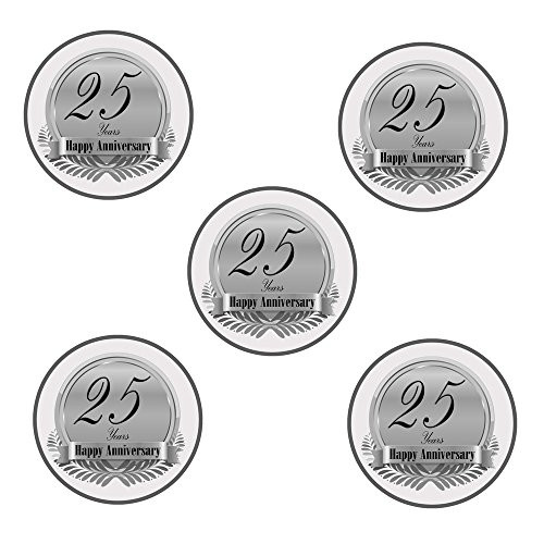 Partypro 25TH ANNIVERSARY MEDALLION STICKER (24 PIECES) by