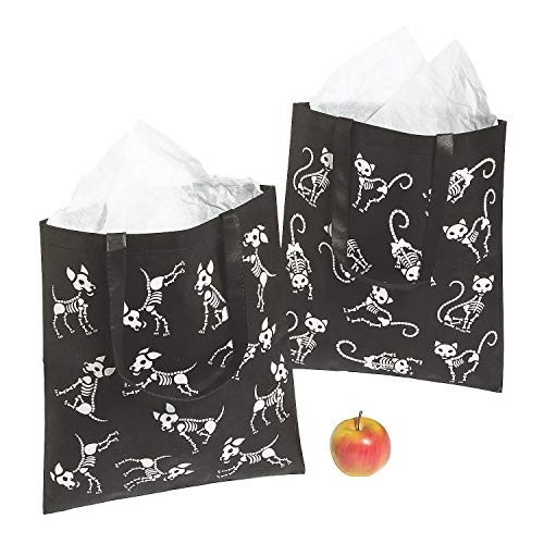 Fun Express Skeleton Animals Tote Bags for Halloween - Apparel Accessories - Totes - Novelty Totes - Halloween - 12 Pieces