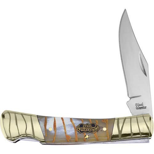 Frost Cutlery SW-100TG Barracuda Tiger Bone Lockback Pocket Folder Folding Knife