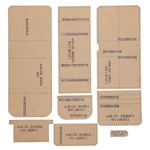 8Pcs Leather Wallet Pattern Short Wallet Making Template Clear Acrylic Template Set Making Stencil for DIY Leather Craft Tool