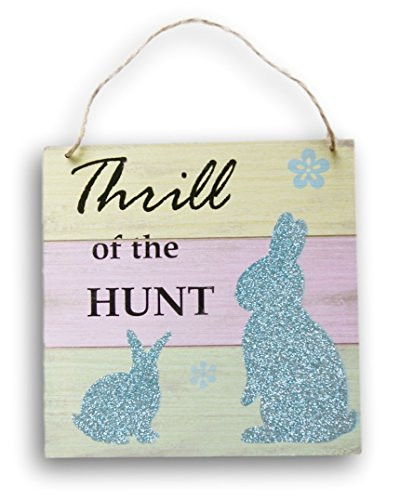 Glitter Accented Wooden Hanging Thrill of the Hunt Decor Sign - 9.5 x 9.5