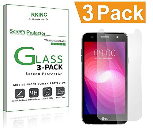for LG X Charge Screen Protector, [3 Pack] RKINC Tempered Glass Screen Protector for LG X Charge with [9H Hardness] [Crystal Clear] [Scratch Resist]
