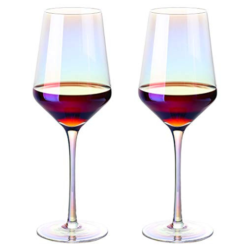 MEICHU Crystal Wine Glasses Set of 2, Red White Wine Glasses, Long Stem Wine Glasses Hand Blown Wine Crystal Glasses (Colorful)