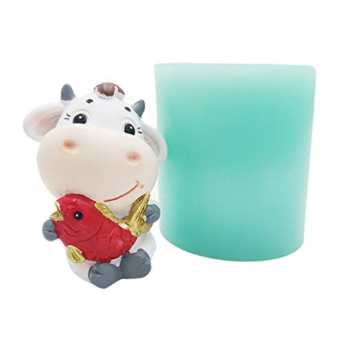 HUGUWEDING 3D Cattle Silicone Mold Clay Soap Epoxy Mould DIY Cake Chocolate Dessert Fondant, DIY Candy Chocolate Fondant Mold, Cake Decoration Molds for Handmade Gifts