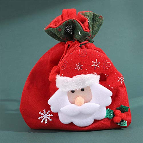 Christmas Bags for Gifts Personalised Santa Sack for Party Favors Gifts Candy Plush Wrapping Bags with Drawstrings Cookie Pouch Goody Bags Xmas Accessories Christmas Santa Reindeer Design (Snowman)