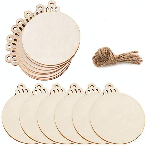 Kubert 100pcs Natural Wood Slices, DIY Wooden Christmas Ornaments Unfinished Predrilled Wood Circles for Crafts Centerpieces Holiday Hanging Decorations Kubert 100pcs Natural Wood Slices, DIY Wooden Christmas Ornaments Unfinished Predrilled Wood Circles for Crafts Centerpieces Holiday Hanging Decorations