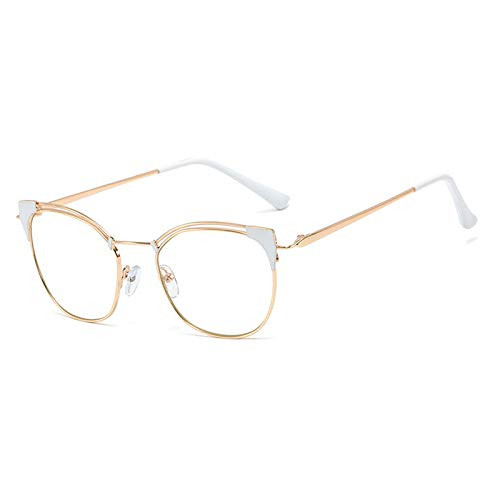 Anti-Fog Safety Glasses Blue Light Blocking Reading Glasses Women, cat Round Frame Computer Protection Anti Eyestrain Frame uv400 (White)