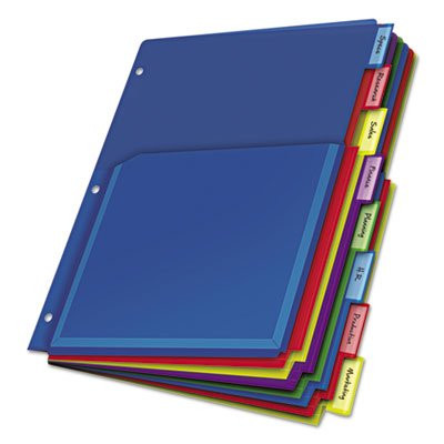 Poly Expanding Pocket Index Dividers, 8-Tab, Letter, Multicolor, per Pack