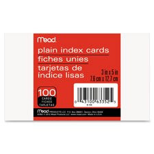 Index Cards, Ruled, 5"x8", 100/PK, White, Sold as 1 Package, 100 Each per Package