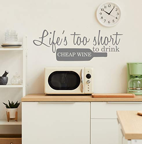 Life's Too Short to Drink Cheap Wine Wall Sticker Decal Quote Kitchen Adhesive Wall Stickers PVC Wall Art Decor Kids Room Home Farm Decor Booze Alcohol Gift