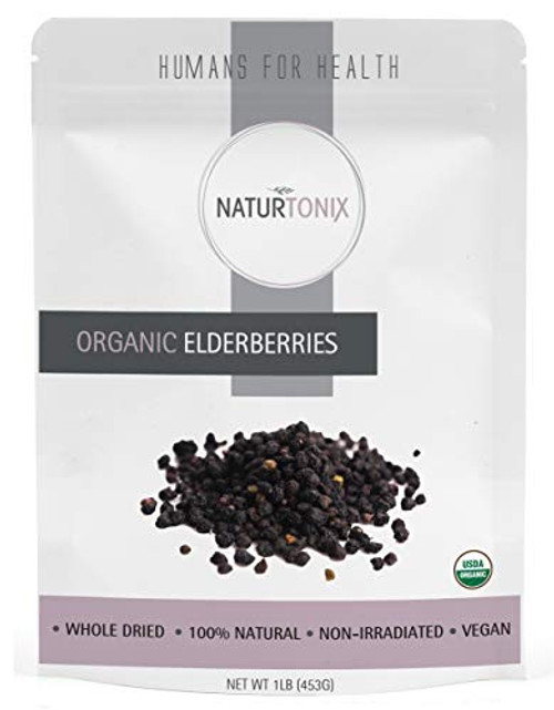 Naturtonix Dried Elderberries, Sambucus Nigra, 1 LB Resealable Pouch