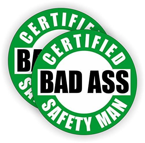 Bad Ass Safety Man Hard Hat Sticker / Helmet Decal Label Lunch Tool Box Safe Worker