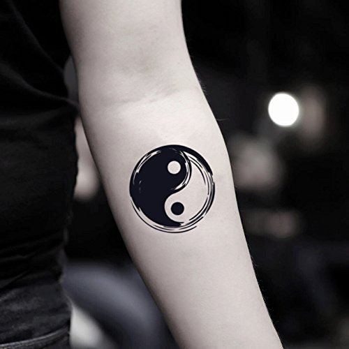 Yin Yang Temporary Fake Tattoo Sticker (Set of 2) - www.ohmytat.com