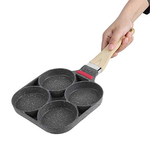 Egg Frying Pan, Aluminum 4-Cup Egg Frying Pan Non Stick Egg Cooker Pan Omelet Burger Pancake Pan Gas Stove and Induction Hob Compatible for Home Cooking(Open-Fire Induction Cooker Type)
