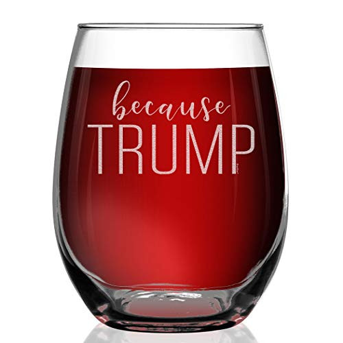 Shop4Ever Because Trump Engraved Stemless Wine Glass Team Biden Harris We Did It Glass