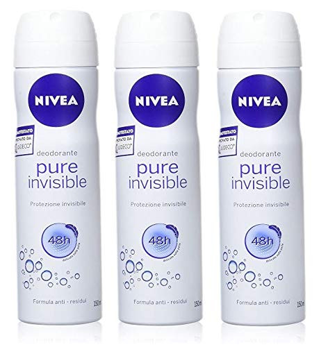 Nivea PURE INVISIBLE Anti-Perspirant Deodorant Spray for Women - 150 ML (Pack of 3)