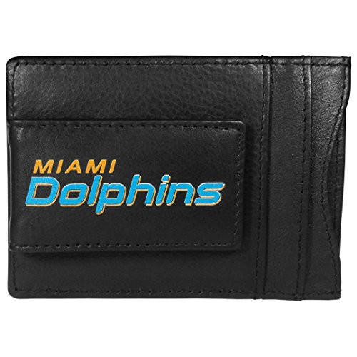 Siskiyou NFL Miami Dolphins Logo Leather Cash and Cardholder, Black