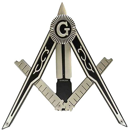 TG,LLC Treasure Gurus Free Mason Seal G Square  and  Compass Folding Pocket Knife