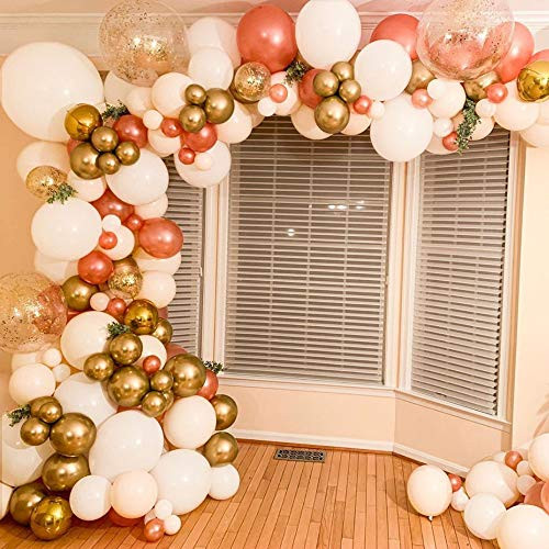 GIHOO Rose Gold Balloon Garland Arch Kit 101pcs Rose Gold Gold Metallic Balloons White and Gold Confetti Latex Balloons for Birthday Graduation Anniversary Bachelorette Party Background Decorations GIHOO Rose Gold Balloon Garland Arch Kit 101pcs Rose Gold Gold Metallic Balloons White and Gold Confetti Latex Balloons for Birthday Graduation Anniversary Bachelorette Party Background Decorations