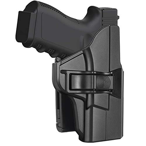 Glock 19 Holster, OWB Holster for Glock 19 19X 23 32 45 Gen 1-5 Holster, Index Finger Release, Durable Polymer, Outside the Waistband Holsters, 60°Adjustable Cant and Retention, Belt Clip, Right Hand Glock 19 Holster, OWB Holster for Glock 19 19X 23 32 45 Gen 1-5 Holster, Index Finger Release, Durable Polymer, Outside the Waistband Holsters, 60°Adjustable Cant and Retention, Belt Clip, Right Hand