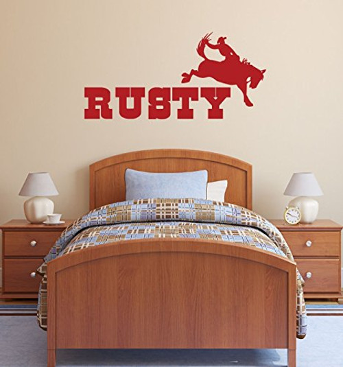 Wall Decals for Boys - Personalized Rodeo Cowboy Vinyl Sticker for Boy's Bedroom Decor or Playroom Decoration