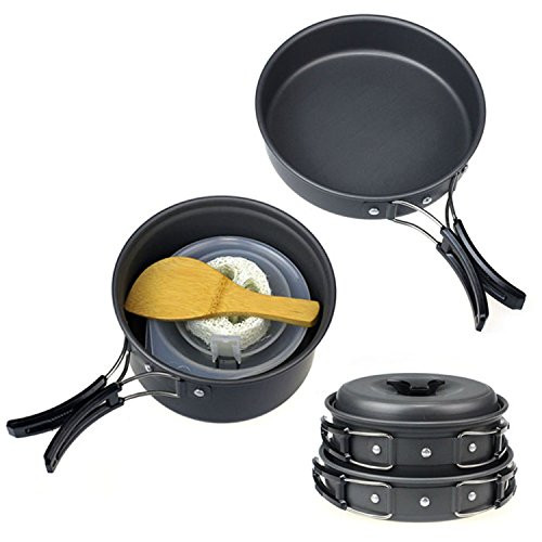 Aokdis Hot Selling 8pcs Outdoor Camping Hiking Cookware Backpacking Cooking Picnic Bowl Pot Pan Set
