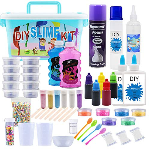 partyin DIY Slime Kit for Girls and Boys - Slime Kits - All Inclusive Slime Making Kit with Glow-in-The-Dark Powder - Slime Supplies Kit