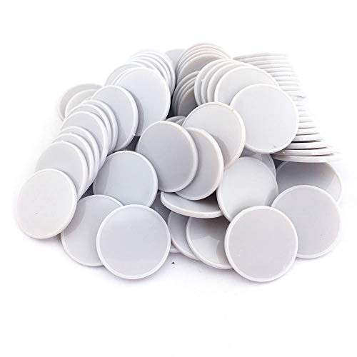 BWIN 100 Pieces counters Counting Chips Plastic Round Markers 1Inch Opaque Plastic Learning Counters Mini Poker Chips Game Tokens for Bingo Chips (White)