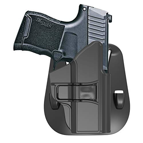 HQDA Sig P365 Holsters, OWB Holster for Sig Sauer P365 Micro-Compact Size 9mm, Polymer Tactical Outside The Waistband Carry Belt Holster with 60° Adjustable Paddle (Paddle Holster)