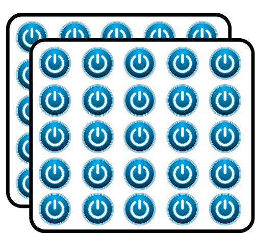 Power Symbol Light Button Sticker for Scrapbooking, Calendars, Arts, Kids DIY Crafts, Album, Bullet Journals 50 Pack