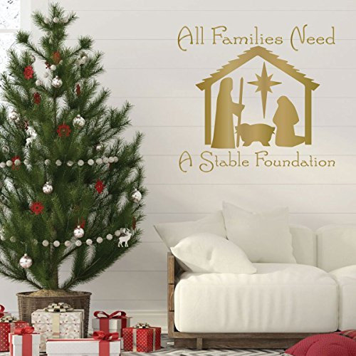 Christmas Wall Decal - A Stable Foundation - Holiday Vinyl Stickers for Living Room, Family Room Decor or Home Decoration