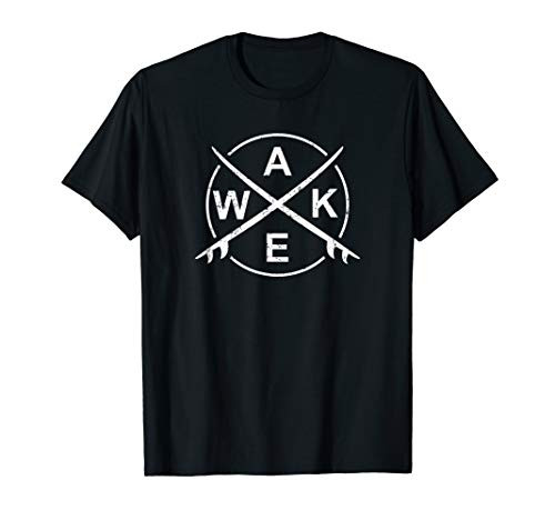 WAKE Wakesurf T Shirt Surfing Surf Board Surfboard Surfer