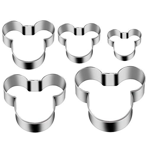 5 Pcs Mickey Mouse Cookie Cutter Set, Stainless Steel Sandwiches Cutter Shapes Biscuit Mold Cookie Cutter for Kids, Sturdy Cutters for Cookies, Pie Sandwiches, Biscuits for Christmas