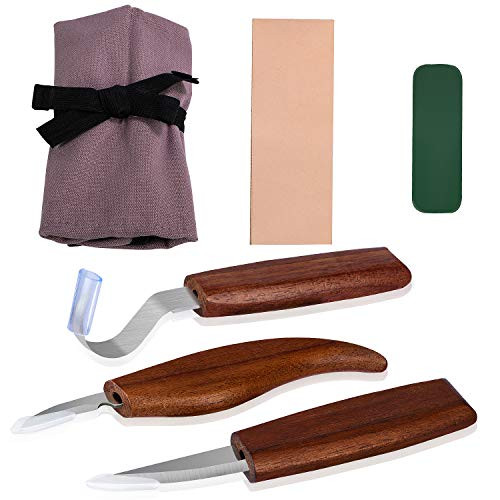 GoldPig Wood Carving Tools Set, 6 PCS Wood Carving Kit, Hook Carving Knife, Detail Wood Knife, Whittling Knife, Whittling kit for Beginners