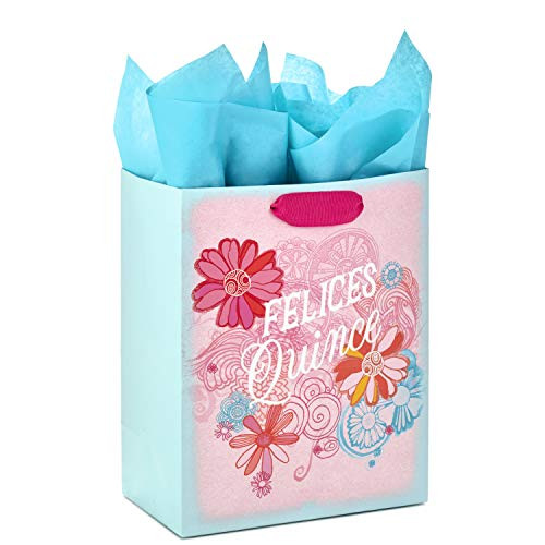 Hallmark VIDA Medium Spanish Gift Bag with Tissue for 15th Birthday (Felices Quince) Hallmark VIDA Medium Spanish Gift Bag with Tissue for 15th Birthday (Felices Quince)