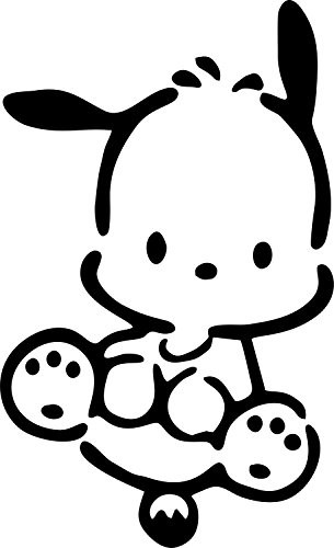 POCHACCO DOG SITING SANRIO VINYL STICKERS SYMBOL 5.5" DECORATIVE DIE CUT DECAL FOR CARS TABLETS LAPTOPS SKATEBOARD - BLACK COLOR