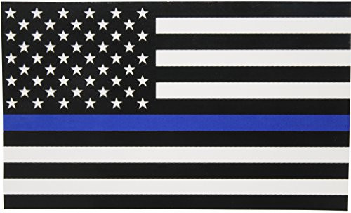 Thin Blue Line Flag Decal - 3x5 in. Black White and Blue American Flag Sticker for Cars and Trucks - in Support of Police and Law Enforcement Officers (1)