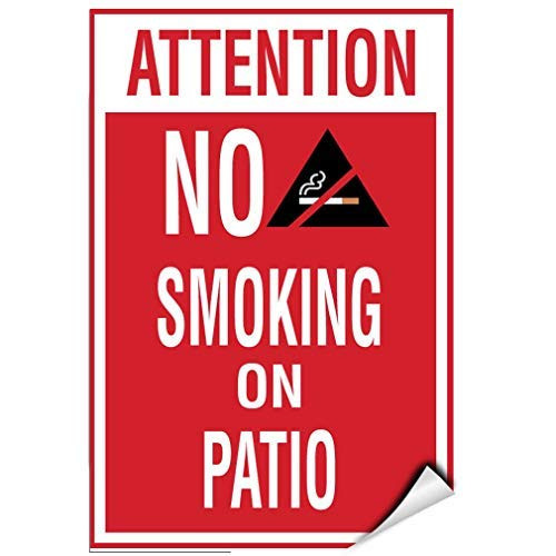 Attention No Smoking On Patio Activity Sign Pool Signs Warning Stickers Lable Decal Safety Signs and Stickers Vinyl for House Van Property Car Window 7 Inches X 10 Inches