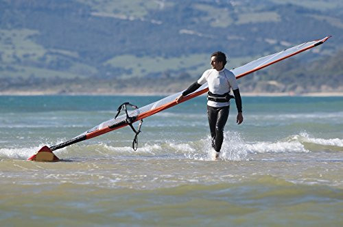 Posterazzi Windsurfer Carrying Surfboard Los Lances Beach Tarifa Spain Poster Print, (19 x 12) Posterazzi Windsurfer Carrying Surfboard Los Lances Beach Tarifa Spain Poster Print, (19 x 12)
