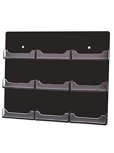 Marketing Holders 9 Pocket Black Horizontal Clear Business Card Holder Wall Mount Acrylic