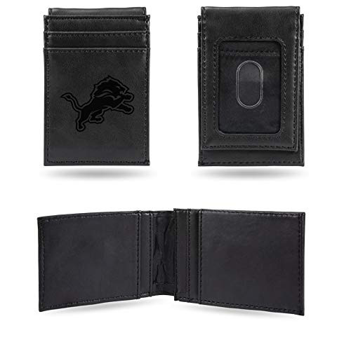 NFL Rico Industries Laser Engraved Front Pocket Wallet, Detroit Lions